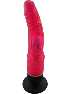 OEM Truvashop 20 cm Titreşimli Anal ve Vajinal Kırmızı Jel Vantuzlu Vibratör