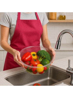 OEM Şeffaf 7 Litre Leğen, Sebze Meyve Yıkama Kabı, Plastik Badya, Mutfak Banyo ve Çok Amaçlı Saklama Kullanımına Uygun Yıkama Kabı