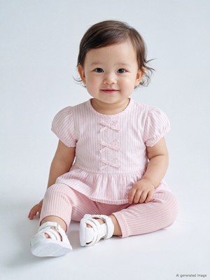 LC Waikiki Lcw Baby Pembe Çizgili Kız Bebek Takım
