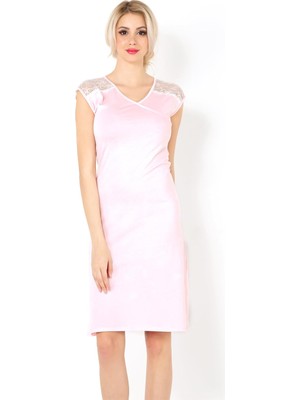 Özkaya Store Miorre Dantel Omuzlu Penye Gecelik,toz Pembe M,001-018732-1