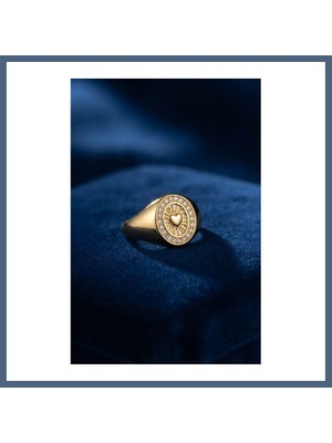 Bezos Zirkon Taşlı Kalp Detaylı Gold Renk Kadın Yüzük BZS10