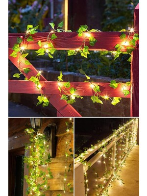Odea Tr Yaprak Dekorlu 3 Metre Peri LED Pilli Işık Yılbaşı Süsü Günışığı Aydınlatma Gece Lambası Yaprak Dekor Aydınlatma