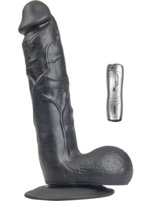 OEM Truvashop 24 cm Tam Realistik Titreşimli Vantuzlu Gerçekçi Siyah Zenci Vibratör
