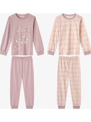 Penti Kız Çocuk Lila Funny Bunny Pamuklu Uzun Kollu 2'LI Pijama Takımı