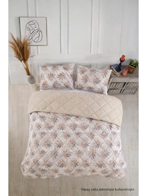 Die Grup Tek Kişilik Pike Çift Taraflı Kapitone Pike ve Yatak Örtüsü Takımı – 160X230 cm Desenli (Çarşafsız) (Kahverengi, Tek)