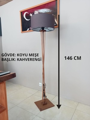 Die Grup Kahverengi Başlık- Ahşap Lambader-Köşe Aydınlatma-Koyu Meşe