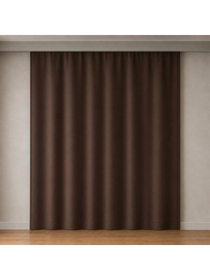 Die Grup Blackout Karartma Fon Perde, Siparişe Özel Dikim | Gündüz Bile Karartır, Isı Yalıtımlı Tek Kanat | Düz Kornişe Hazır | Koyu Kahve, 225 cm Genişlik x 270 cm Uzunluk
