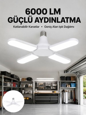 Royaleks Enerji Tasarruflu LED Ampül 60 Watt 4 Kollu Beyaz Işık Yeni Nesil