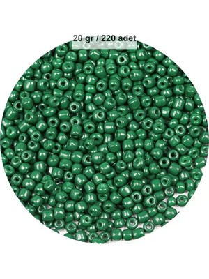 Royaleks Group Koyu Yeşil Renk 4 mm Yaklaşık 220 Adet/20 Gram Cam Boncuk Oya Yazma Bileklik ve Kolye