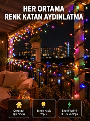 Royaleks 5 Metre Şeffaf Kablo LED Peri Işığı 50 Ampullü Dekoratif LED Yeni Nesil