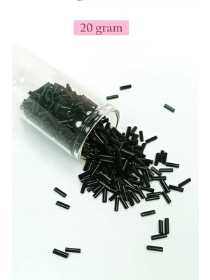 Royaleks Group Uzun Boru Kesme Boncuk Çap 2mm Uzunluk 10 mm - 20 Gram - Siyah - BNC241