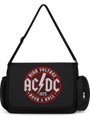Sevbano Ac Dc Rock Metal Müzik Grubu Baskılı Okul, Spor, Ofis Çok Amaçlı Postacı Çantası