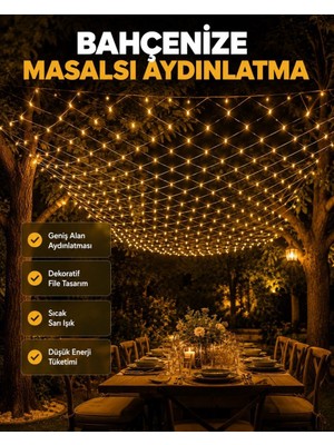 Royaleks LED File Işık Dekoratif Ağ LED Aydınlatma Iç Mekan Balkon Bahçe Süsü Yeni Nesil