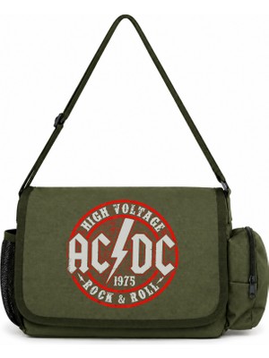 Sevbano Ac Dc Rock Metal Müzik Grubu Baskılı Okul, Spor, Ofis Çok Amaçlı Postacı Çantası