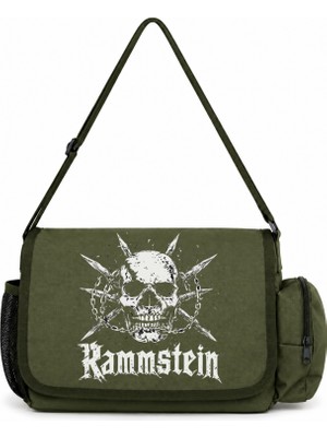Sevbano Rammstein Rock Metal Müzik Grubu Baskılı Okul, Spor, Ofis Çok Amaçlı Postacı Çantası