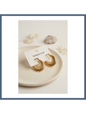 Bezos 316L Çelik Gold Renk Halka Model Küpe BZS10