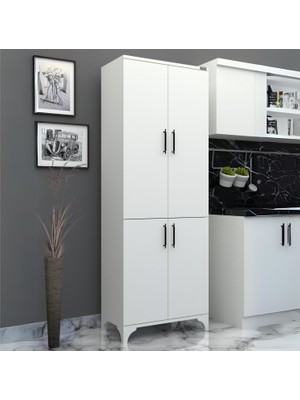 Tr % 100 Mdf Lam Beyaz 4 Kapaklı Kapak Beyaz Gövde Çok Amaçlı Dolap