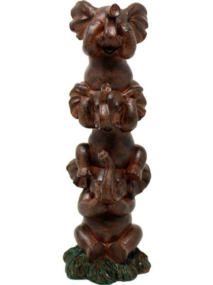 See Hear Speak No Evil Filler Totem Heykeli 22,86 cm Uzunluğunda Orman Safari Yaban Hayatı Akrobat