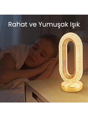 Tr Kristal Masa Lambası - Şarjlı, Dokunmatik,3 Renk Modlu Dekoratif Işık