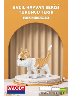 Tr Evcil Hayvan Serisi Turuncu Tekir Kedi, 1390 Parça, 6+ Yaş, Mikro Blok Yapı Oyuncağı
