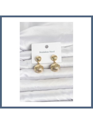 Bezos 316L Çelik Gold Renk Vintage Model Kadın Küpe BZS10