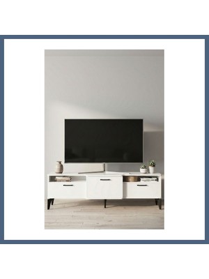 Bezos Mistral Tv Sehpası Metalik Beyaz 160X40 cm BZS10