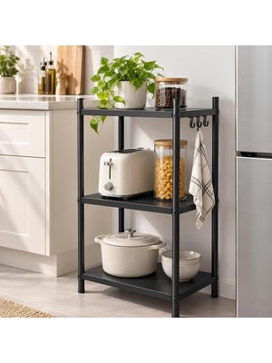 Tr 3 Raflı Çok Amaçlı Tekerlekli Metal Depolama Organizer Rafı