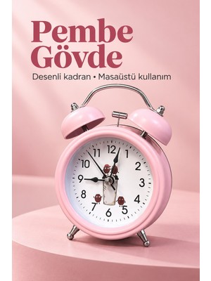 Techroid Pilli Çalar Saat Çift Çanlı Klasik Masaüstü Tasarım
