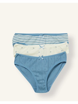 DeFacto Fiyonk Detaylı Desenli Penye 3lü Slip Külot Kız ÇOCUK I8686A826AU