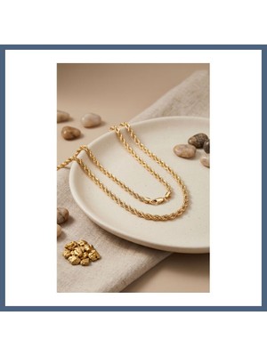 Bezos cm Burgu Zincir Model Gold Renk 50 cm Kadın Kolye BZS10