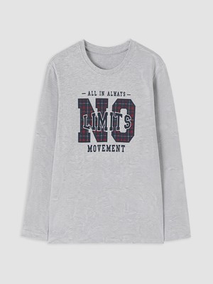 LC Waikiki Lcw Kids Gri Uzun Kollu Erkek Çocuk Pijama Üst