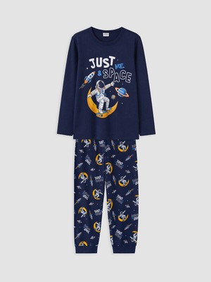 LC Waikiki Lcw Kids Lacivert Bisiklet Yaka Erkek Çocuk Pijama Takım
