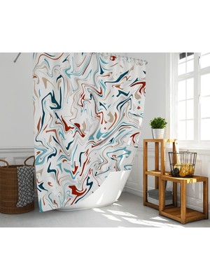 Banyo Perdesi 1X180X200 Tek Kanat Duş Perdesi Halka Hediyeli Duşakabin Perdesi Multicolored