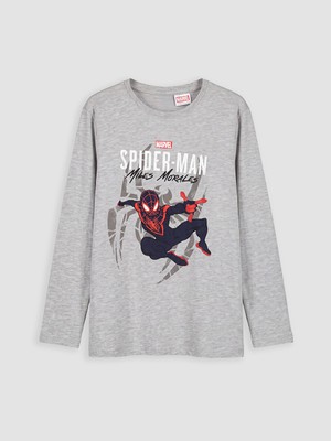 LC Waikiki Lcw Kids Gri Erkek Çocuk Spider-Man Baskılı Pijama Üst