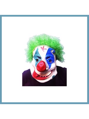 Bezos Yeşil Renk Afro Bonus Peruklu Palyaço Lateks Et Maske MBT06