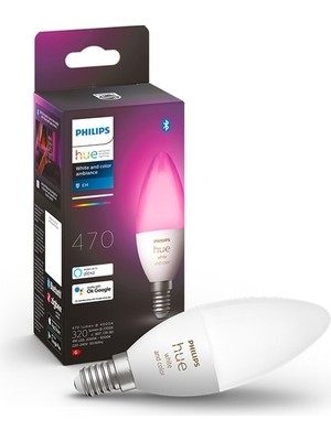 Philips HueWCA 5.3W E14 Renkli LED Ampul 320 Lumen RGB Işık Renkli Akıllı Duy Tipi B39