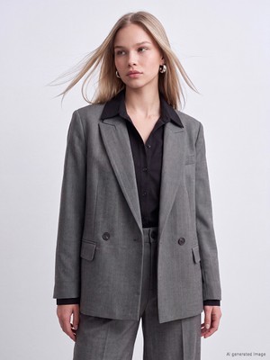 LC Waikiki Lcw Vision Antrasit Kruvaze Yaka Kadın Blazer Ceket