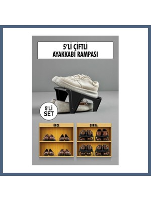 Bezos 5 Li Set Çiftli Ayakkabı Rampası & Ayakkalık Düzenleyici & Organizer BZS10