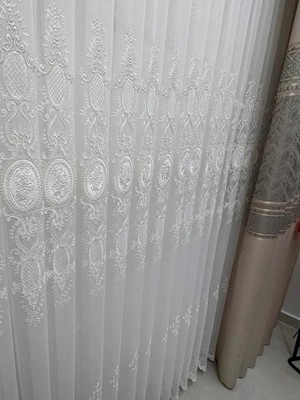 Odea Hazel Aplik3 Ekru 1/2,5 Pileli Bambu Tül Perde, 100 x 250