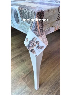 Odea Kalın Elyaf Astarlı Mocha Cappucchino Kahve Yazılı Fincan Desen Kaymaz Pvc Muşamba Masa Örtüsü Kahverengi 100 x 140