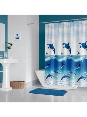 Odea Banyo Perdesi 9515 1X180X200, Perde Borusu Askı Aparatı Köşe Boru Beyaz Hediyeli, Duş Perdesi Seti