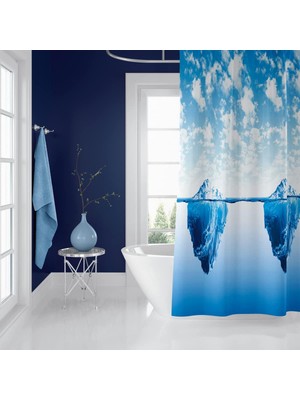 Odea Banyo Perdesi 5322 1X180X200, Perde Borusu Askı Aparatı Köşe Boru Beyaz Hediyeli, Duş Perdesi Seti