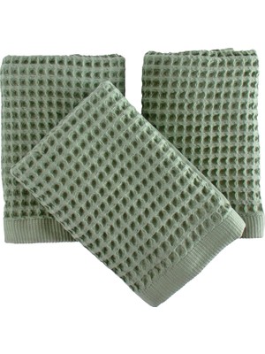 Odea Püskül Lüks 3-Adet Waffle El Havlusu Seti, Büyük 40X80 cm