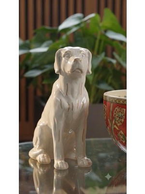 Odea Homelifestyle® Concept (Seramik, Labrador Retriever Heykeli, Açık Gri & Krem, 11 x 16,5 x 23,5 Cm)