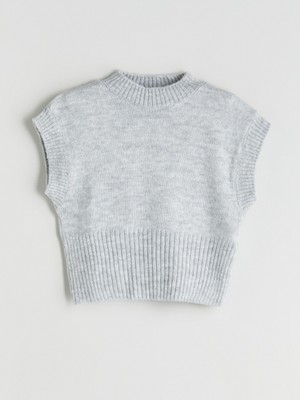 LC Waikiki Lcw Kids Gri Yarım Balıkçı Yaka Kız Çocuk Triko Süveter