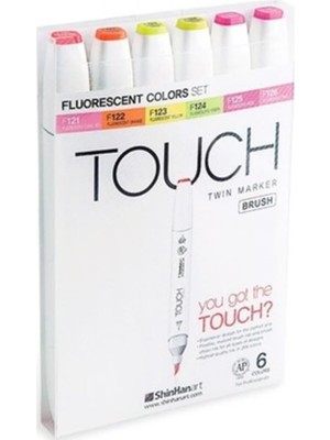 Tr Twin Brush Marker, 6'li Set, Floresan Renkler