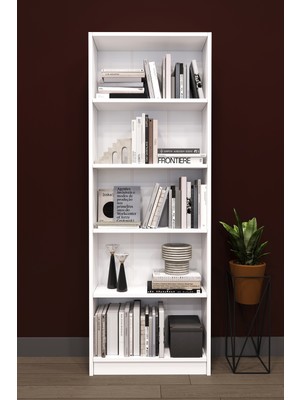 Asra Trend Lüks 5 Raflı Ev Ofis Kitaplık %100 MDF Modern Dekoratif Kütüphane Kitaplık K002