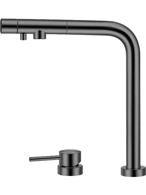 Odea Tr Ocean 4075 Trio Asansörlü Yükselip Alçalabilen Arıtmalı Spiralli Mutfak Evye Bataryası Pull-Down Dual Flow Füme