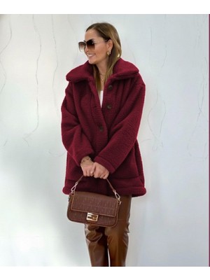 Eskc Trend Moda Kadın Uzun Kollu Yakalı Önden Düğmeli Welsoft Kaban