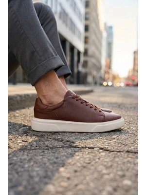 Lufian Tommy Erkek Deri Sneaker Komfort Taban Ayakkabı Taba 111230187